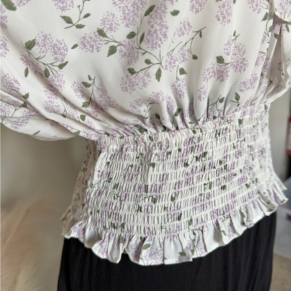 NWT - Floral Ruffle Smocked Crop Blouse - Picture 9 of 13